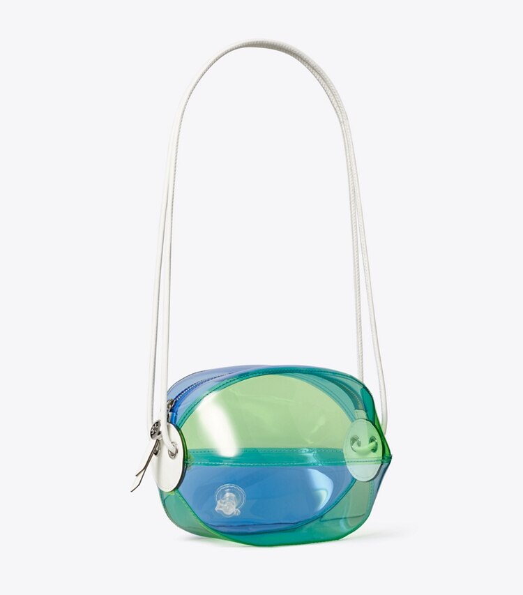 Tory Burch diseñador bolsos tote Bolsa para pelota de playa en Pool Blue ángulo