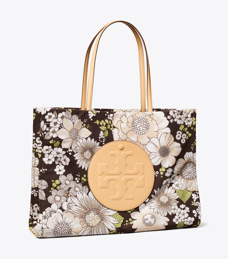 Tory Burch diseñador bolsos tote Bolsa Tote de nailon estampado Ella en Floral Green/Brown ángulo