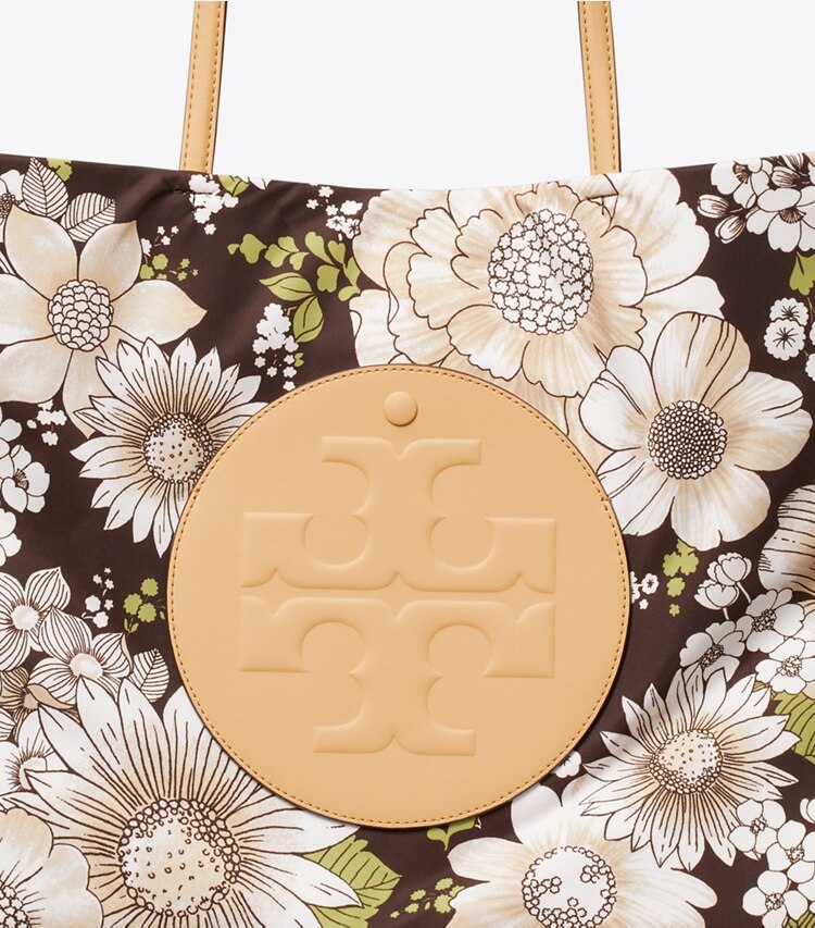 Tory Burch diseñador bolsos tote Bolsa Tote de nailon estampado Ella en Floral Green/Brown detalle