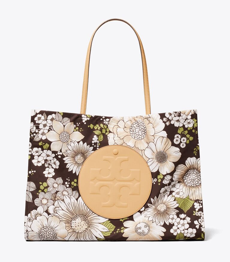 Tory Burch diseñador bolsos tote Bolsa Tote de nailon estampado Ella en Floral Green/Brown frente