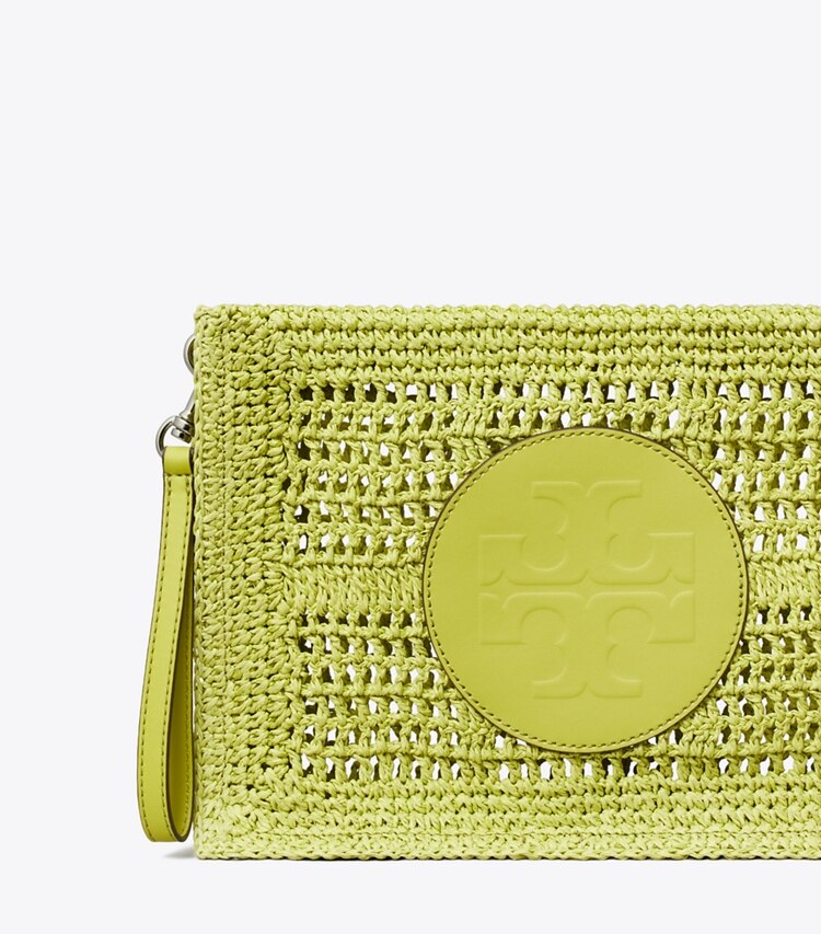 Tory Burch diseñador monederos Bolsita de croché hecha a mano Ella en Citrus Green detalle