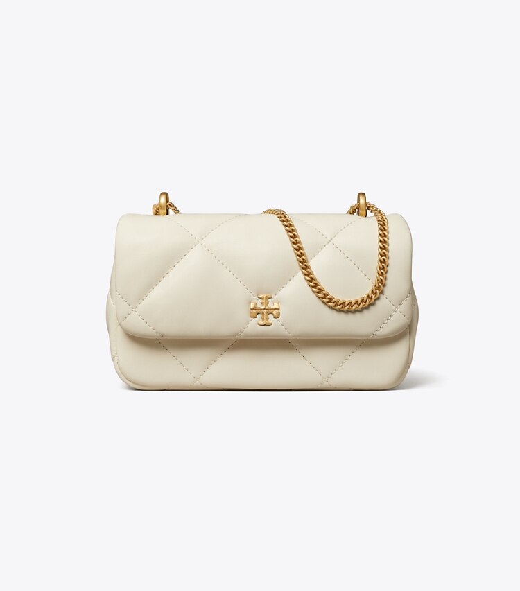 Tory Burch diseñador bolsos bandolera Bolso acolchado con forma de rombos Mini Kira en Warm White frente