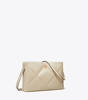 Tory Burch diseñador bolsos bandolera Bolso bandolera acolchado con forma de rombos Kira en Light Stone ángulo
