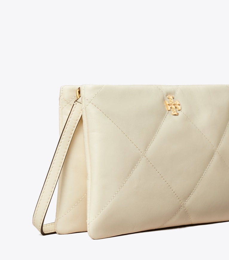 Tory Burch diseñador bolsos bandolera Bolso bandolera acolchado con forma de rombos Kira en Warm White detalle