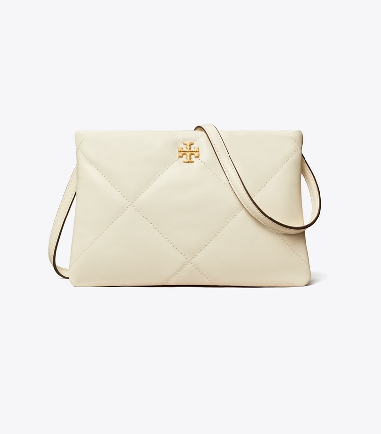 Tory Burch diseñador bolsos bandolera Bolso bandolera acolchado con forma de rombos Kira en Warm White frente