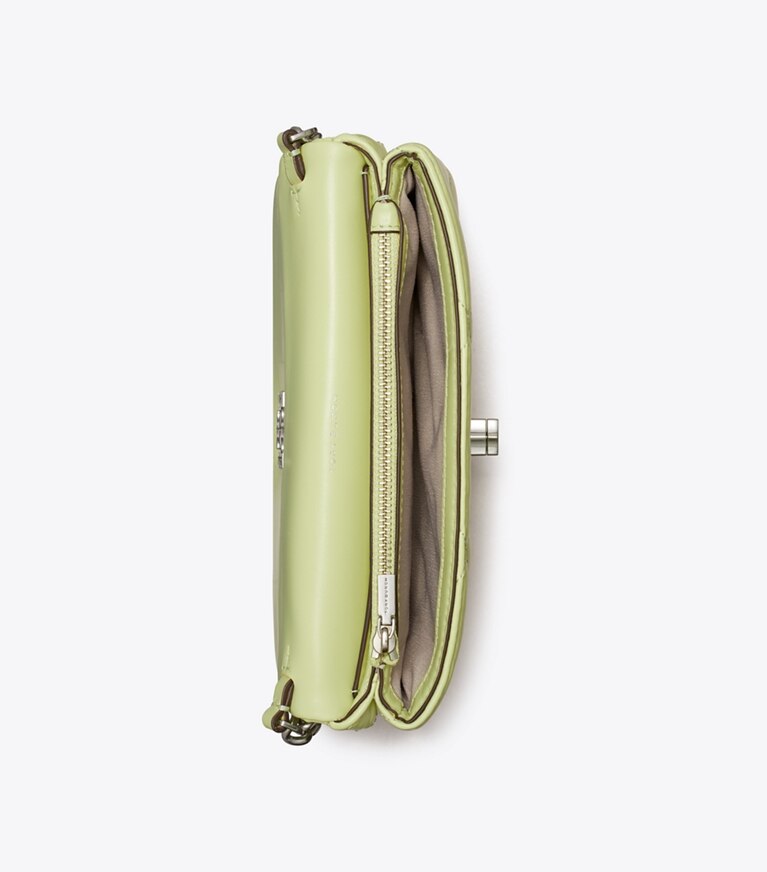 Tory Burch diseñador bolsos bandolera Bolso bandolera acolchado con forma de rombos Kira en Fresh Pear vista superior