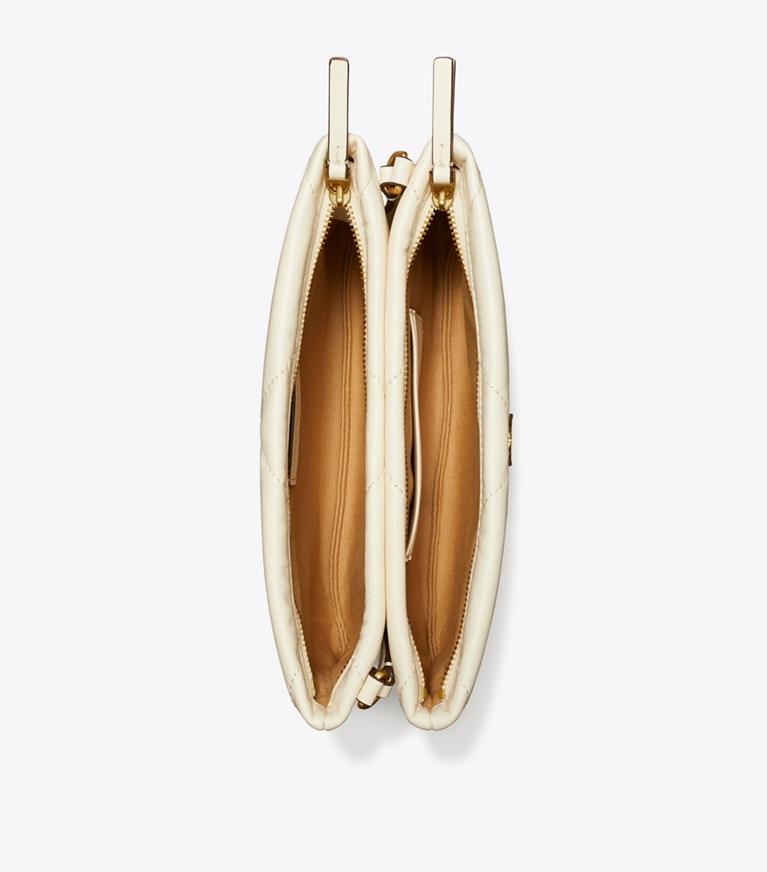 Tory Burch diseñador bolsos bandolera Bolso bandolera acolchado con forma de rombos Kira en Warm White vista superior