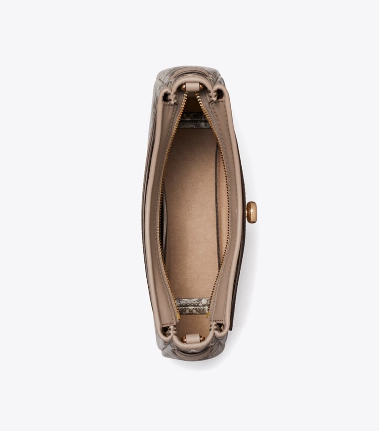 Tory Burch diseñador bolsos bandolera Bolso bandolera con cremallera superior de jacquard recubierto con monograma T Romy en Charcoal vista superior
