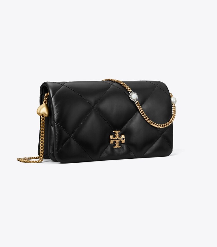 Tory Burch diseñador bolsos bandolera Bolso bandolera con dije Kira acolchado con forma de rombos en Black ángulo