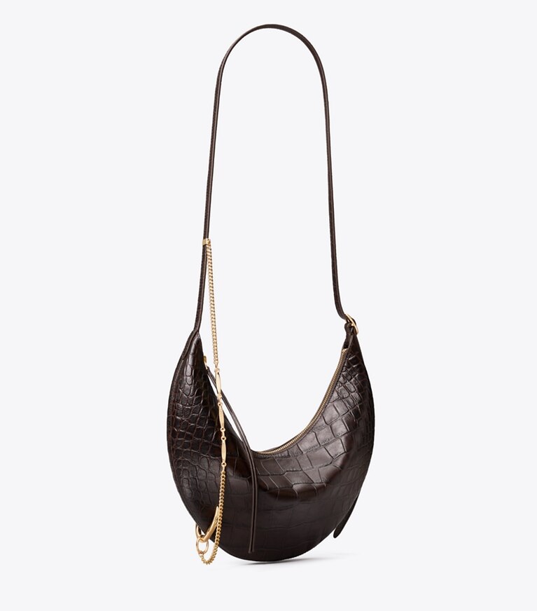 Tory Burch diseñador bolsos bandolera Bolso bandolera con grabado de cocodrilo Pierced en Coco ángulo