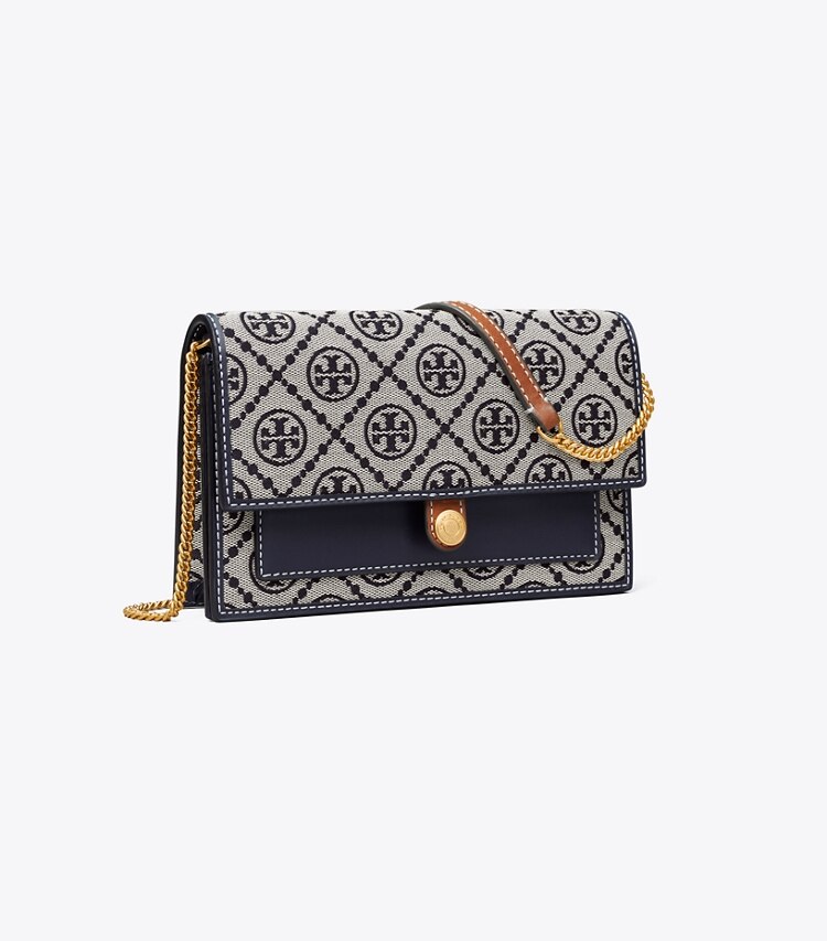 Tory Burch diseñador bolsos bandolera Bolso bandolera con monograma de T en Tory Navy ángulo