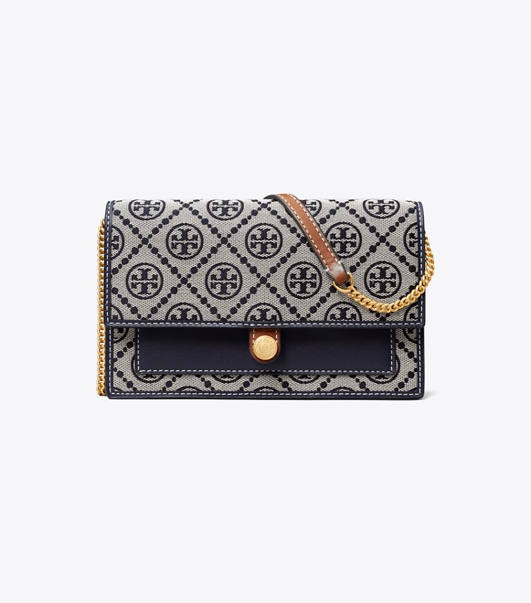 Tory Burch diseñador bolsos bandolera Bolso bandolera con monograma de T en Tory Navy frontal