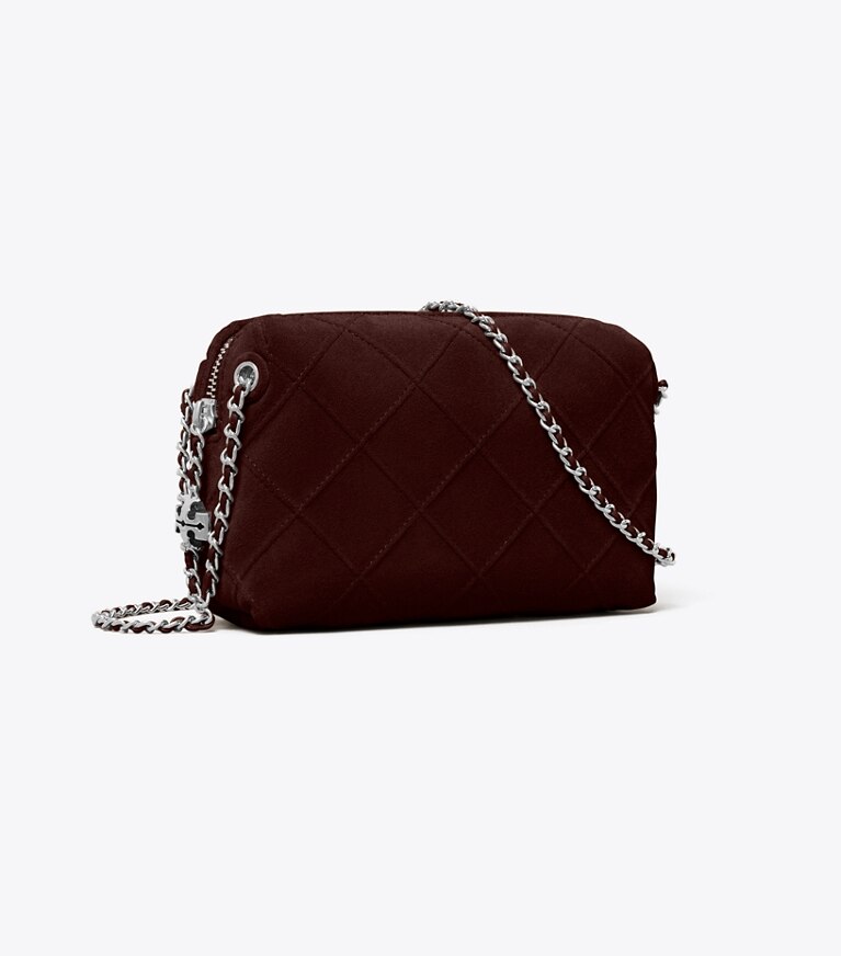 Tory Burch diseñador bolsos bandolera Bolso bandolera de gamuza suave Fleming en Licorice ángulo