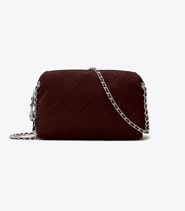 Tory Burch diseñador bolsos bandolera Bolso bandolera de gamuza suave Fleming en Licorice frente