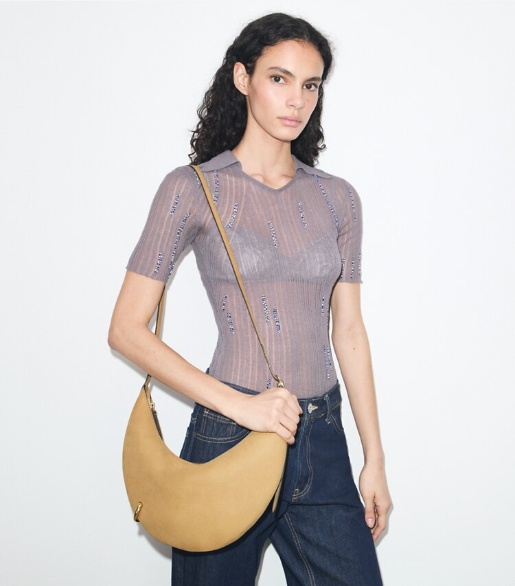Tory Burch diseñador bolsos bandolera Bolso bandolera de nobuk Pierced en Stone adicional en modelo