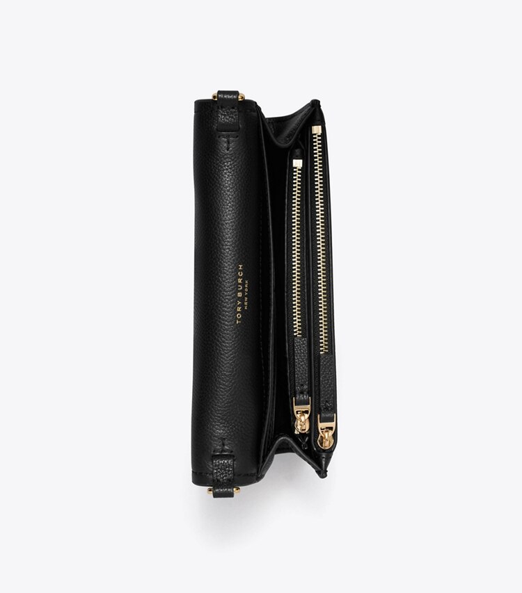 Tory Burch diseñador bolsos bandolera Bolso bandolera de piel tipo billetera en Black vista superior