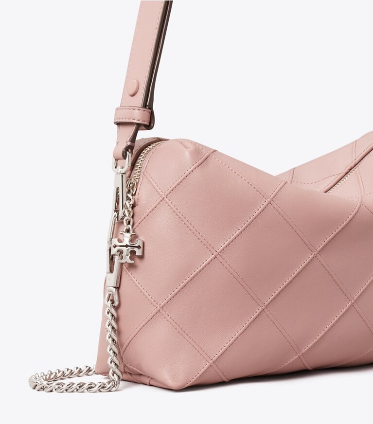Tory Burch diseñador bolsos bandolera Bolso bandolera grande Fleming Soft en Light Mauve detalle