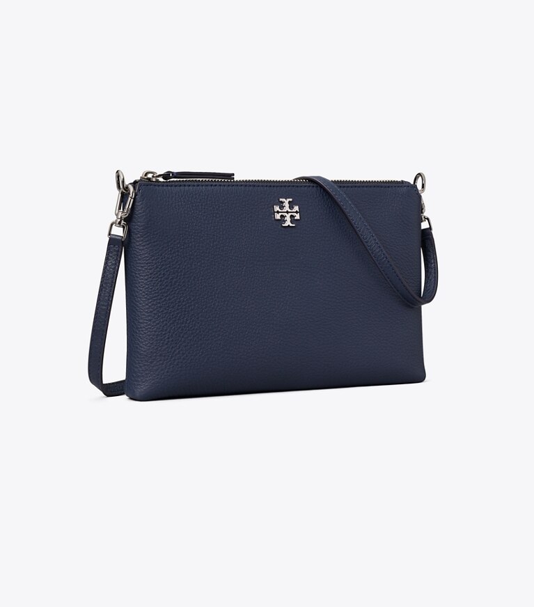 Tory Burch diseñador bolsos bandolera Bolso bandolera Mercer con cremallera granulada en Dark Sky ángulo