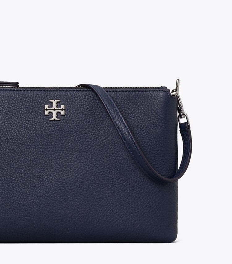 Tory Burch diseñador bolsos bandolera Bolso bandolera Mercer con cremallera granulada en Dark Sky detalle