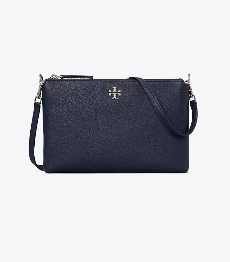 Tory Burch diseñador bolsos bandolera Bolso bandolera Mercer con cremallera granulada en Dark Sky frente