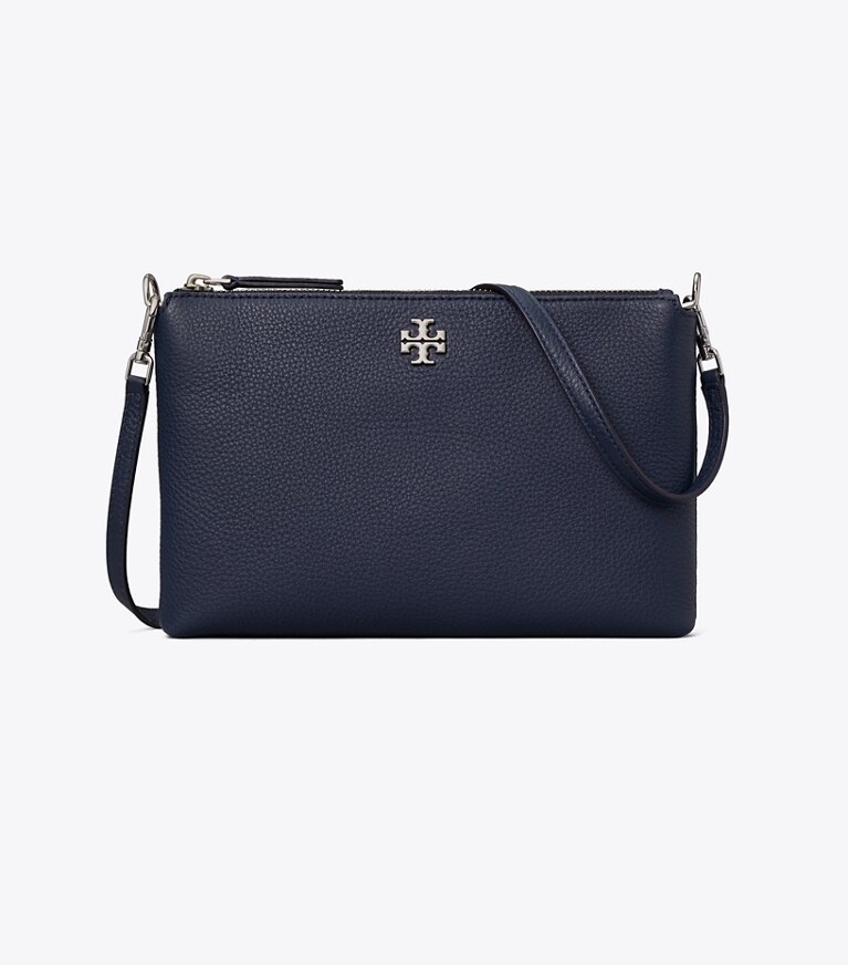 Tory Burch diseñador bolsos bandolera Bolso bandolera Mercer con cremallera granulada en Dark Sky frente