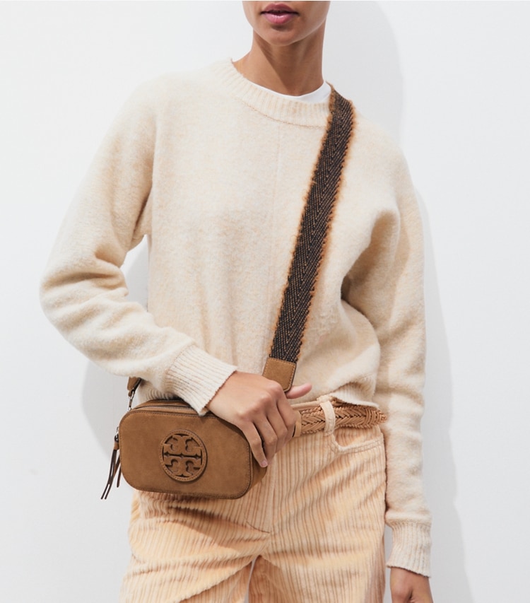 Tory Burch diseñador bolsos bandolera Bolso bandolera Mini Miller de gamuza en Toffee accesorio en modelo