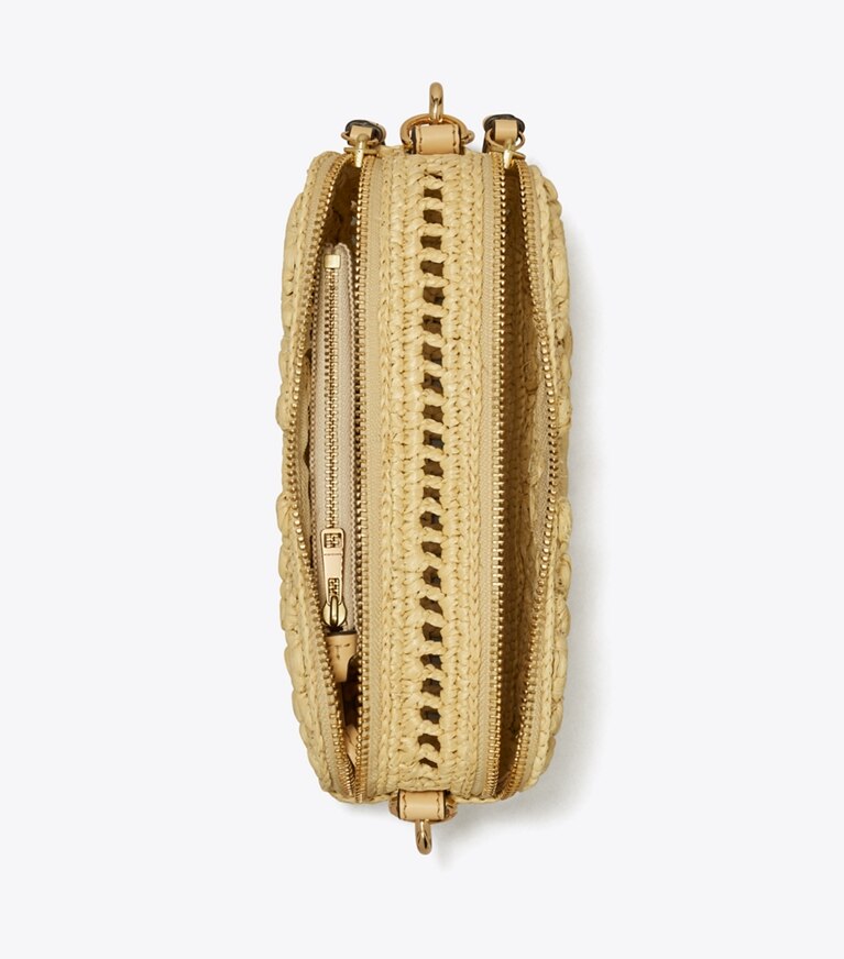 Tory Burch diseñador bolsos bandolera Bolso bandolera Mini Miller de rafia en Natural vista superior