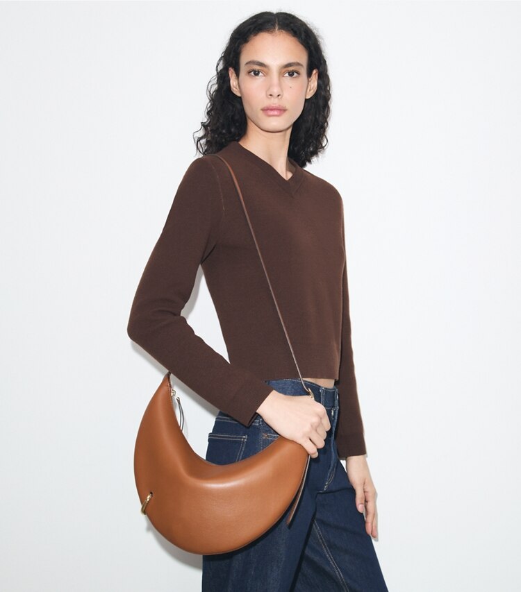 Tory Burch diseñador bolsos bandolera Bolso bandolera Pierced en Aged Tan accesorio en modelo