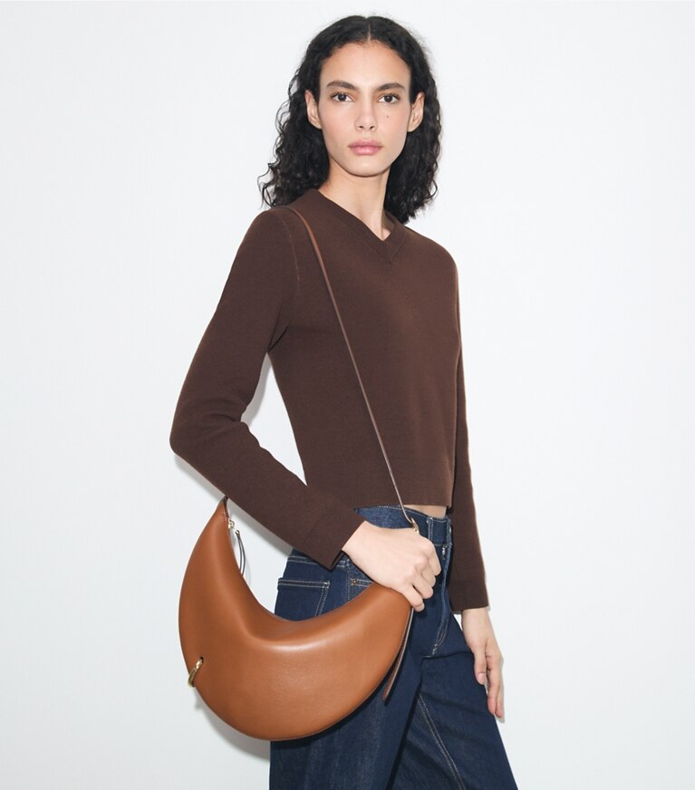 Tory Burch diseñador bolsos bandolera Bolso bandolera Pierced en Aged Tan accesorio en modelo