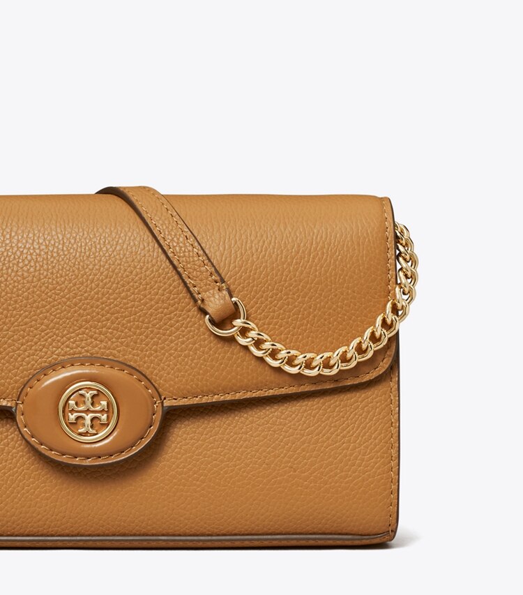 Tory Burch diseñador bolsos bandolera Bolso bandolera Robinson de piel graneada en Tiramisu detalle