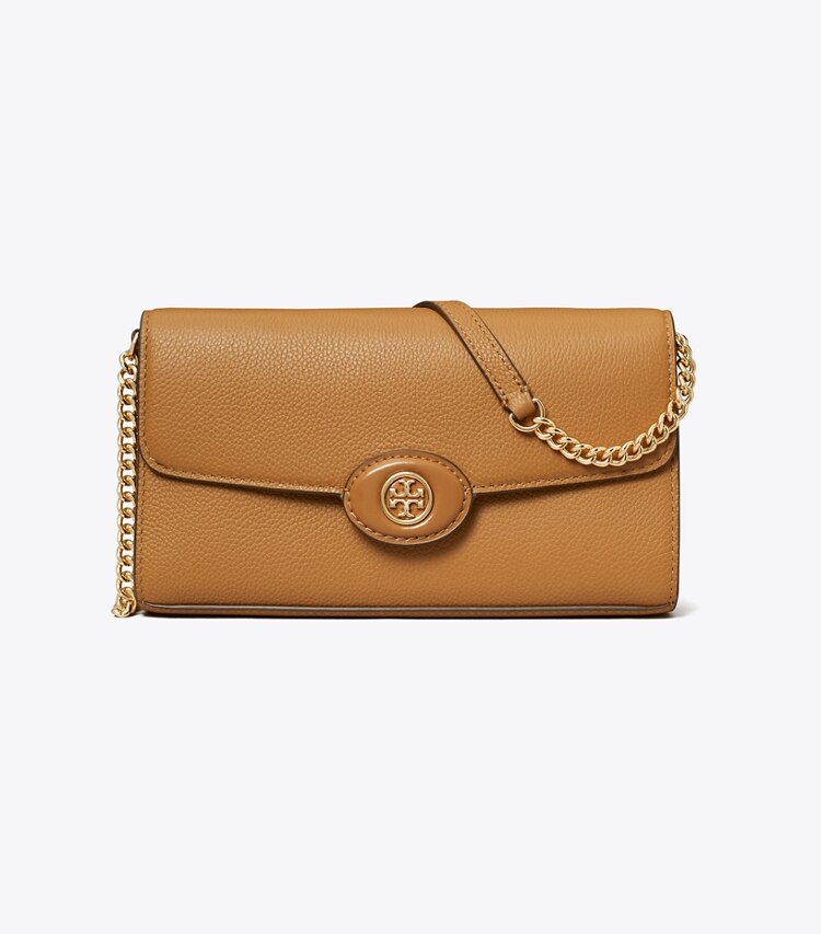 Tory Burch diseñador bolsos bandolera Bolso bandolera Robinson de piel graneada en Tiramisu frente