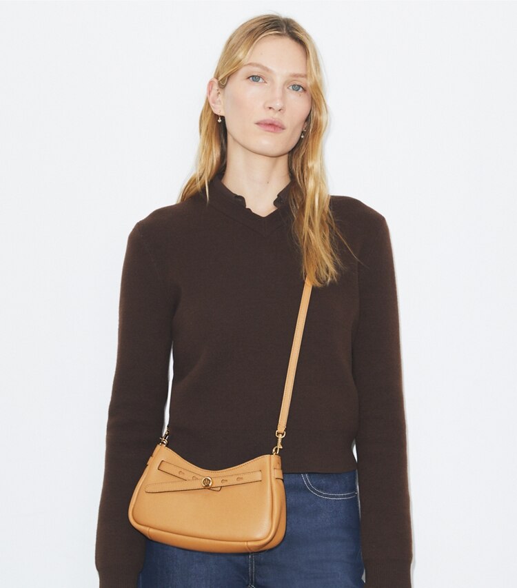 Tory Burch diseñador bolsos bandolera Bolso bandolera Romy con cremallera en la parte superior en Tiramisu accesorio en modelo