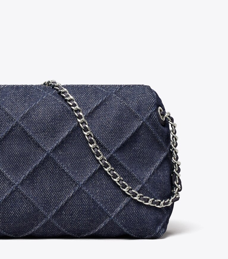 Tory Burch diseñador bolsos bandolera Bolso bandolera suave de denim Fleming en Blue detalle