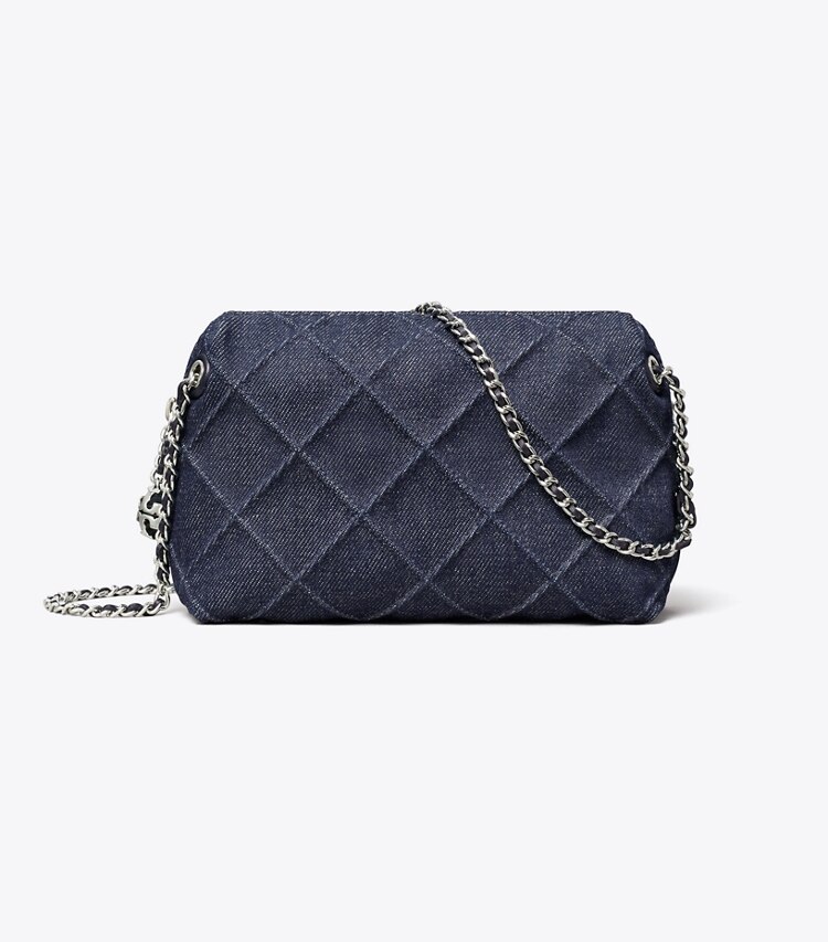 Tory Burch diseñador bolsos bandolera Bolso bandolera suave de denim Fleming en Blue frente