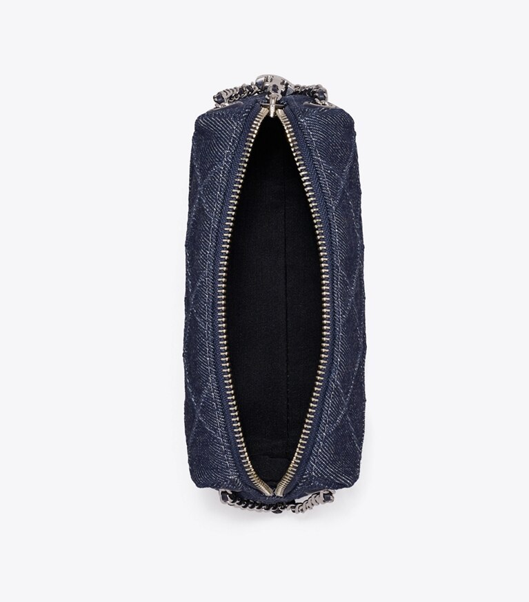 Tory Burch diseñador bolsos bandolera Bolso bandolera suave de denim Fleming en Blue vista superior