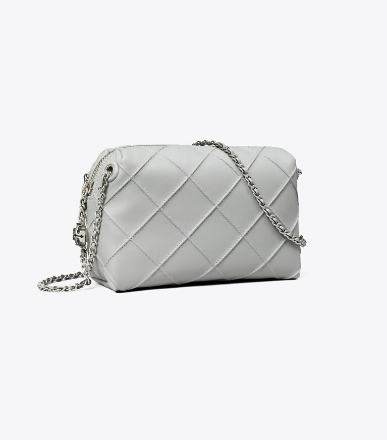 Tory Burch diseñador bolsos bandolera Bolso bandolera suave Fleming en Gray ángulo
