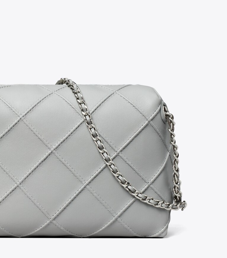 Tory Burch diseñador bolsos bandolera Bolso bandolera suave Fleming en Gray detalle