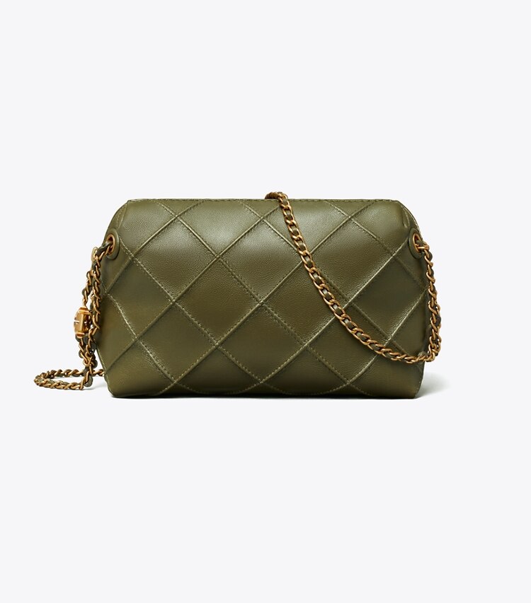Tory Burch diseñador bolsos bandolera Bolso bandolera suave Fleming en Dark Olive frente