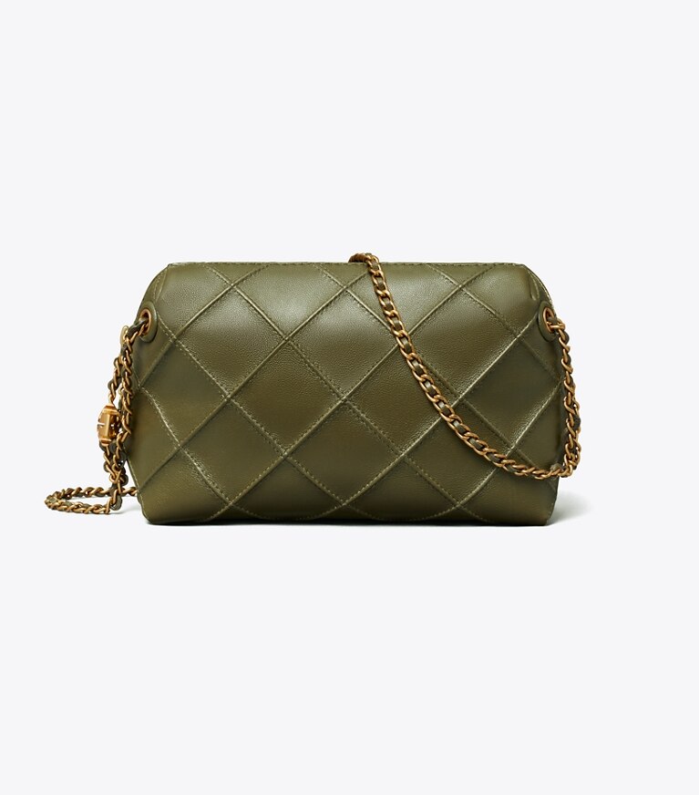Tory Burch diseñador bolsos bandolera Bolso bandolera suave Fleming en Dark Olive frente