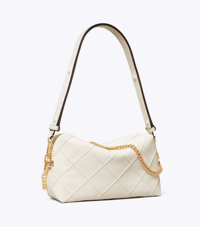 Tory Burch diseñador bolsos bandolera Bolso bandolera suave Fleming grande en Light Cream ángulo