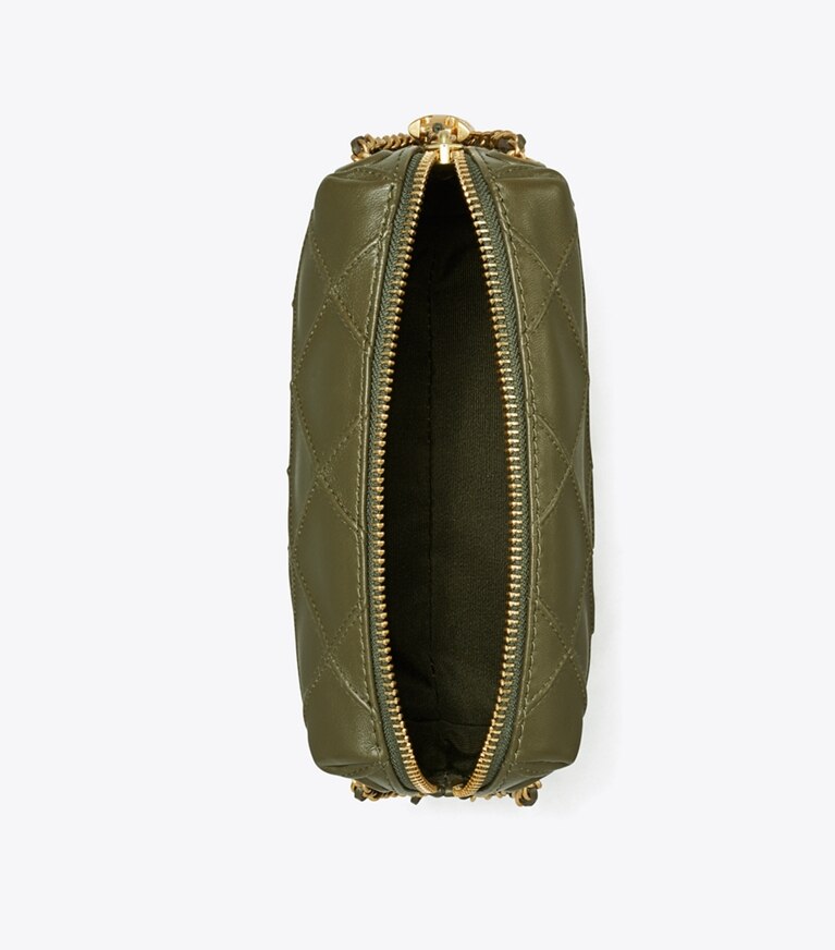 Tory Burch diseñador bolsos bandolera Bolso bandolera suave Fleming en Dark Olive vista superior
