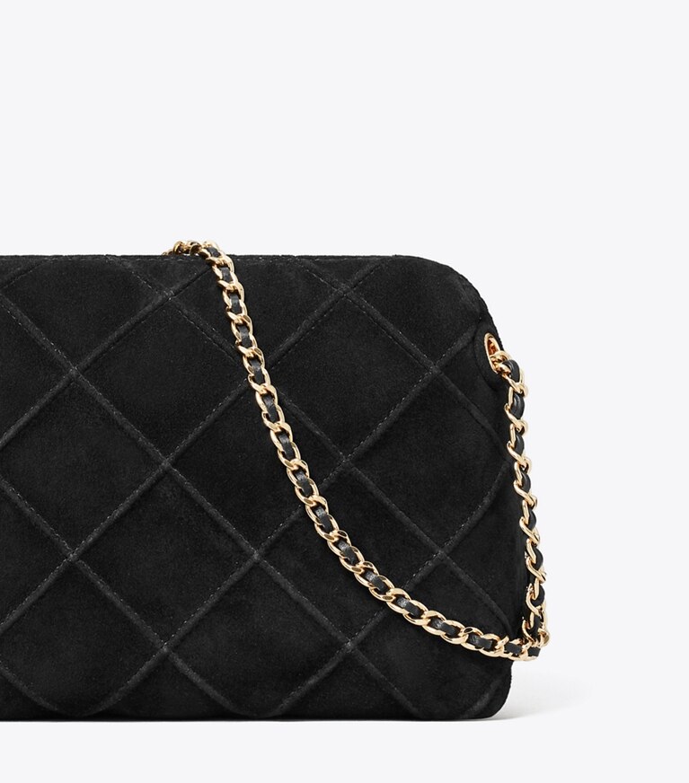 Tory Burch diseñador bolsos bandolera Bolso bndolera Fleming de gamuza suave en Black detalle