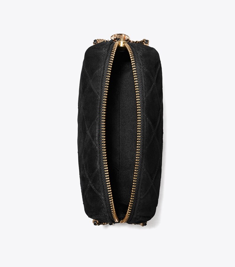 Tory Burch diseñador bolsos bandolera Bolso bndolera Fleming de gamuza suave en Black vista superior