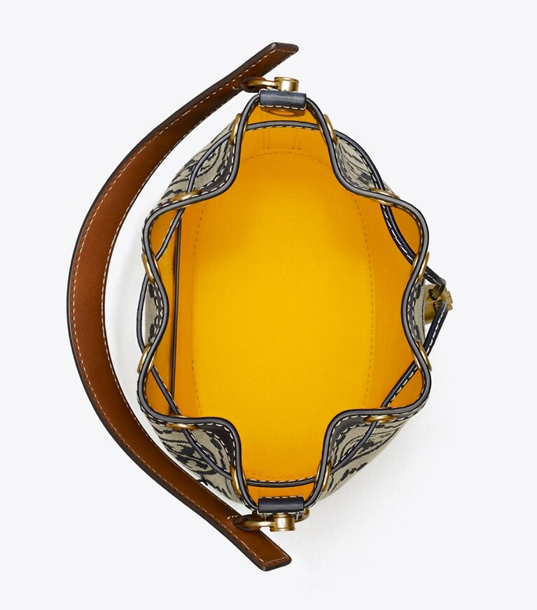 Tory Burch diseñador bolsos bandolera Bolso bucket con monograma de T en Tory Navy desde arriba