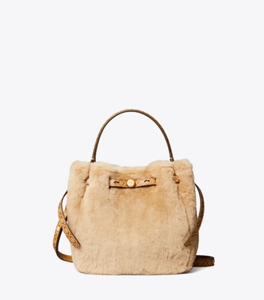 Tory Burch diseñador bolsos bandolera Bolso bucket de borreguillo Romy en Teddy frente
