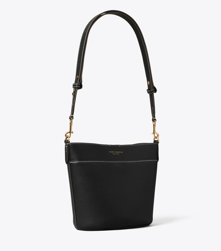 Tory Burch diseñador bolsos satchel Bolso bucket de piel en Black ángulo