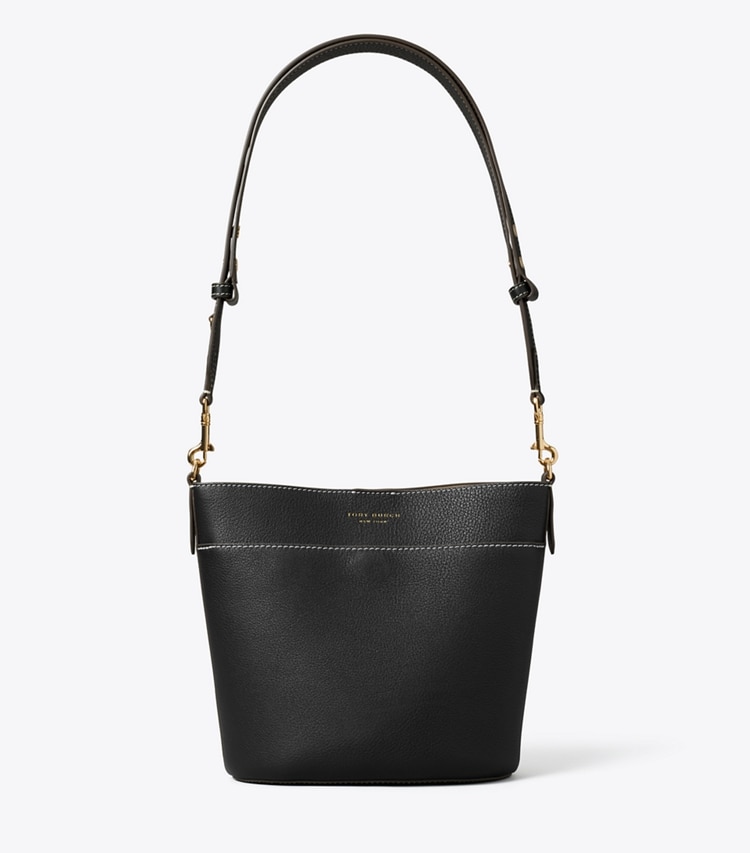 Tory Burch diseñador bolsos satchel Bolso bucket de piel en Black frente