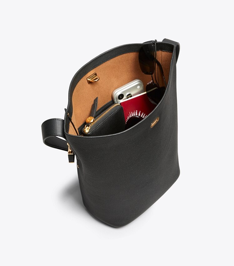 Tory Burch diseñador bolsos de hombro Bolso bucket delgado Lock en Light Stone adicional