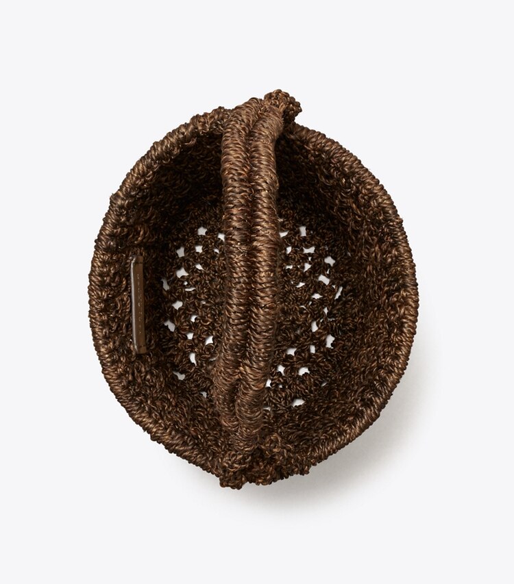 Tory Burch diseñador bolsos de hombro Bolso bucket Ella de crochet en punto palomita en Dark Cocoa vista superior