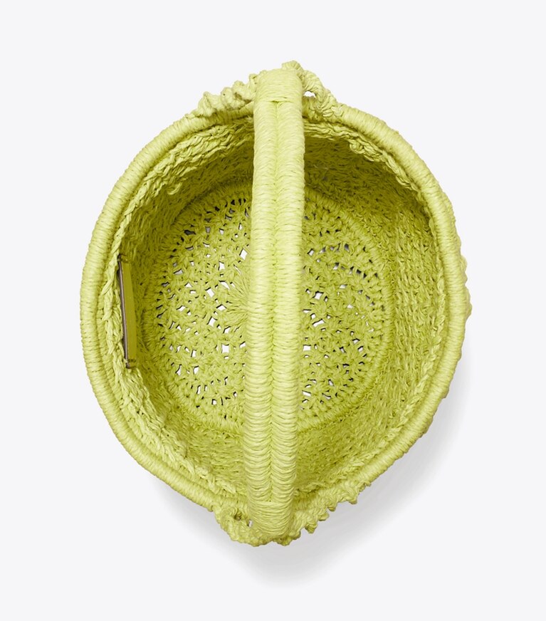 Tory Burch diseñador bolsos de hombro Bolso bucket Ella de crochet en punto popcorn en Citrus Green vista superior